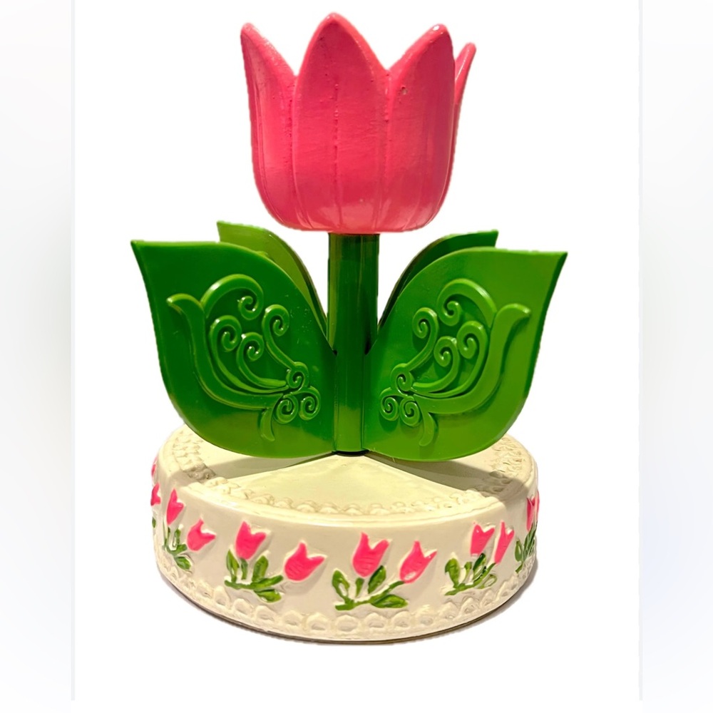 Vintage 1960's MCM Hallmark musical rotating candle holder JAPAN bright mod cera